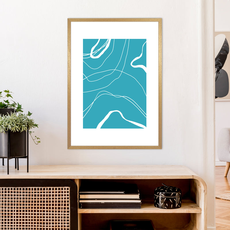 Mita Teal Swirls N13  Art Print by Pixy Paper A1 Print Only