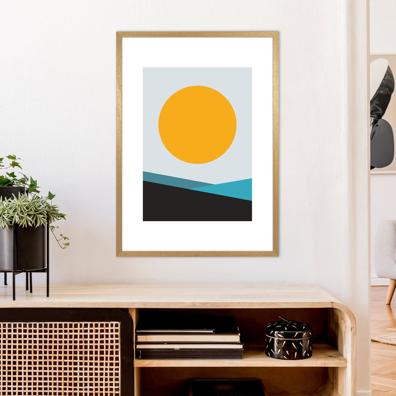 Mita Teal Big Sun N6  Art Print by Pixy Paper A1 Print Only