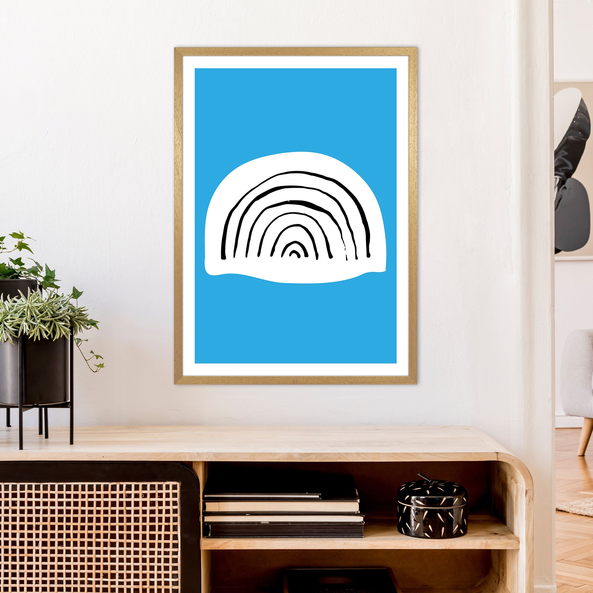 Blue Rainbow Neon Funk  Art Print by Pixy Paper A1 Print Only