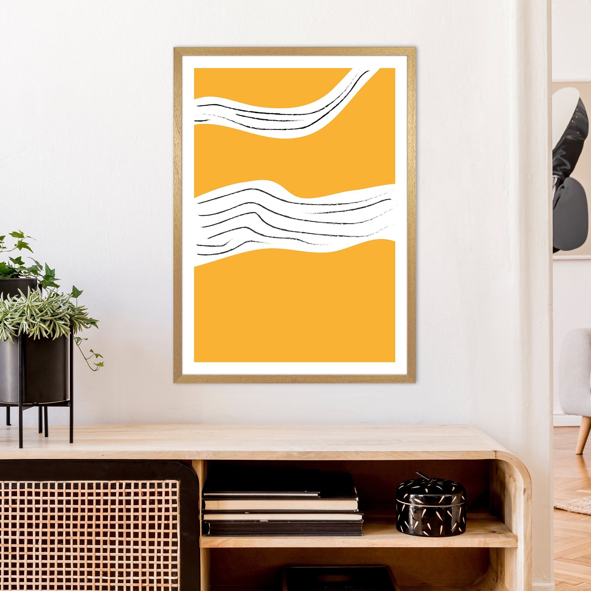 Yellow Lines Neon Funk  Art Print by Pixy Paper A1 Print Only