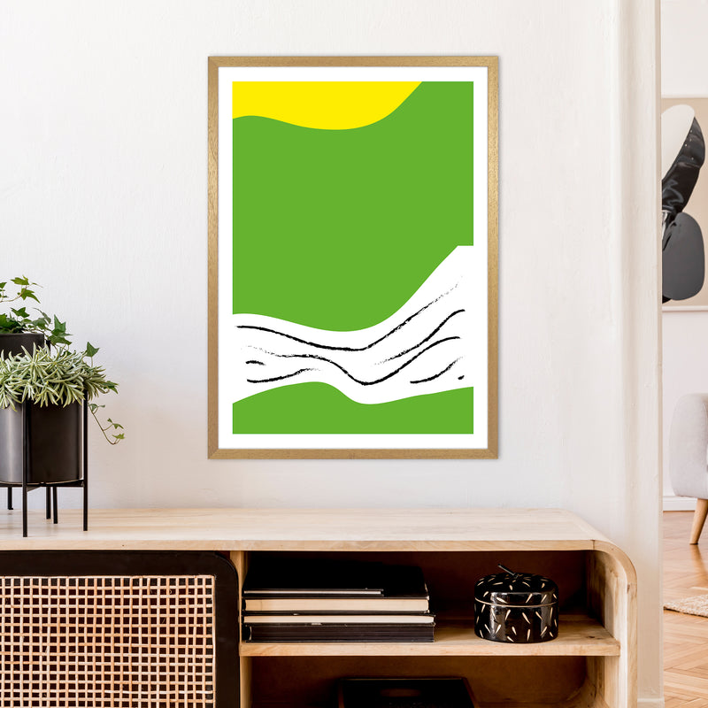 Green Lines Neon Funk  Art Print by Pixy Paper A1 Print Only