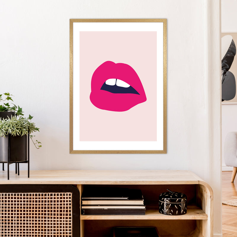Pink Lips Salmon Back  Art Print by Pixy Paper A1 Print Only