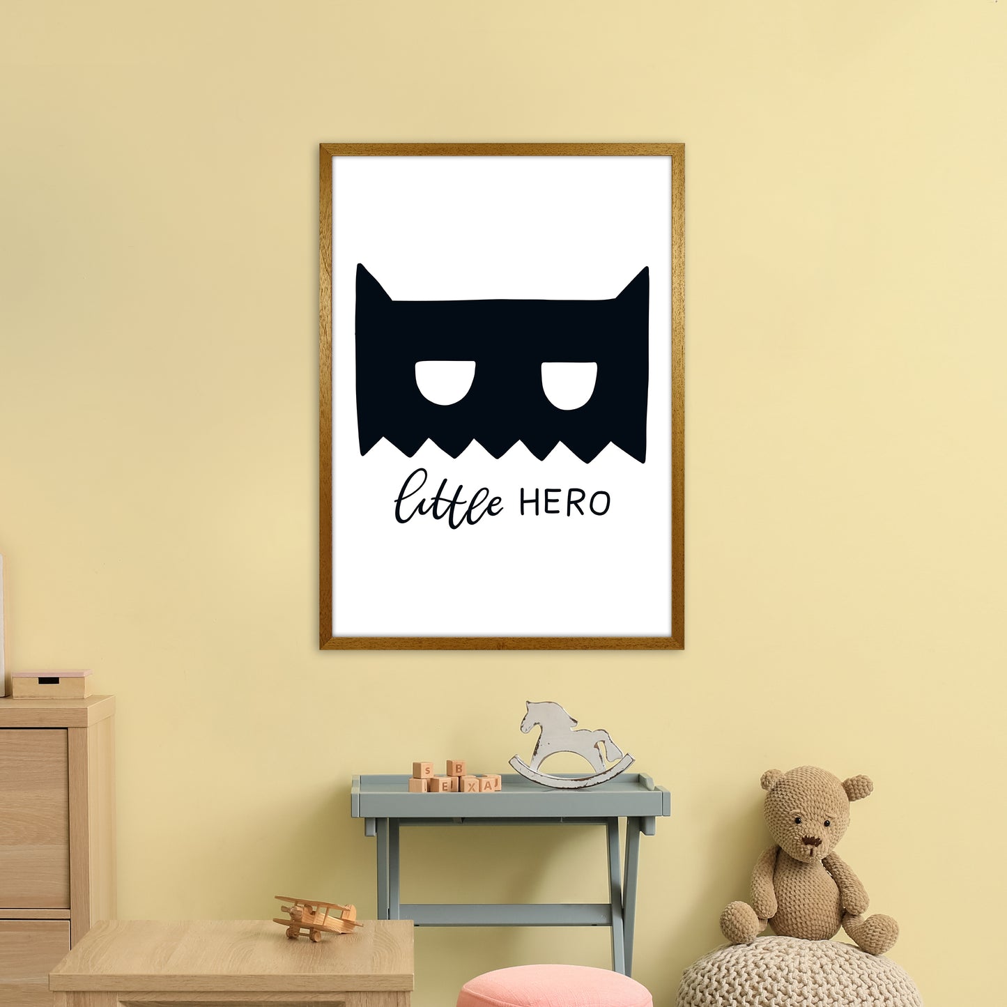 Little Hero Mask Super Scandi Black  Art Print by Pixy Paper A1 Print Only