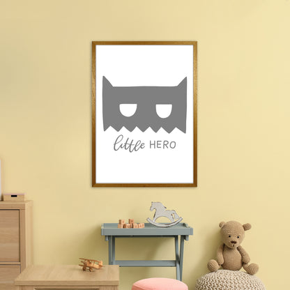 Little Hero Mask Super Scandi Grey  Art Print by Pixy Paper A1 Print Only