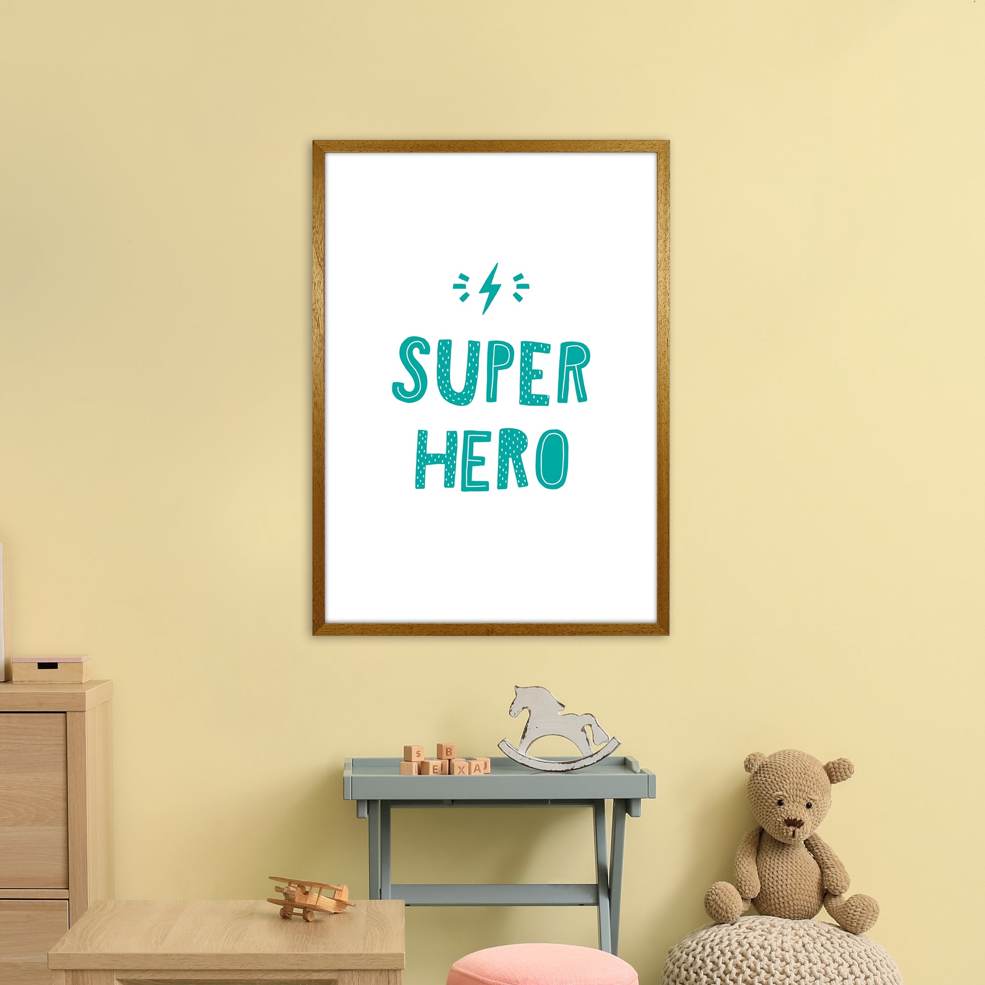 Super Hero Teal Super Scandi  Art Print by Pixy Paper A1 Print Only