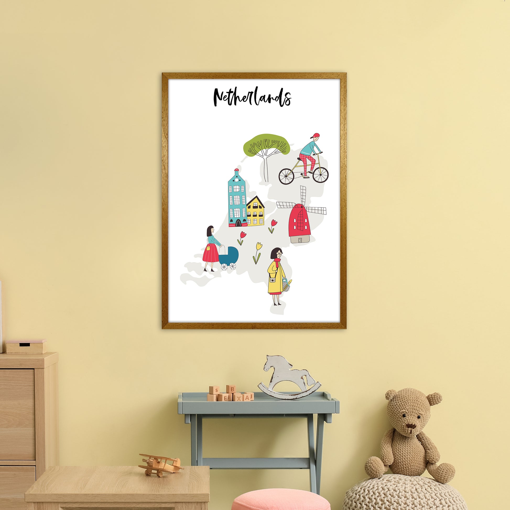 Netherlands Map  Art Print by Pixy Paper A1 Print Only