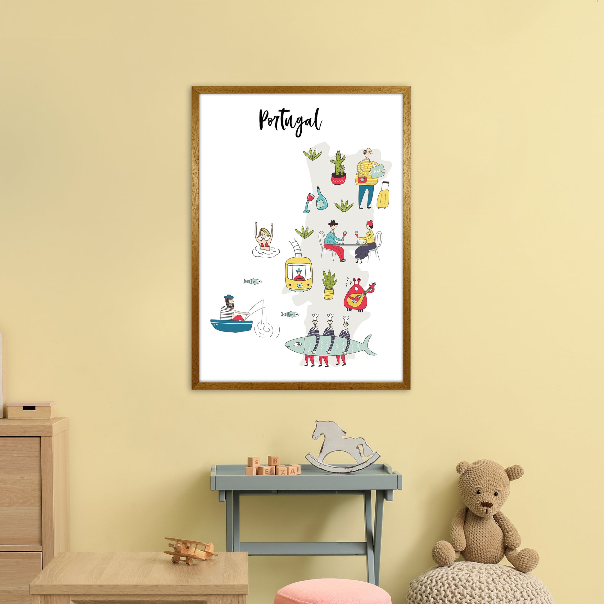 Portugal Map  Art Print by Pixy Paper A1 Print Only