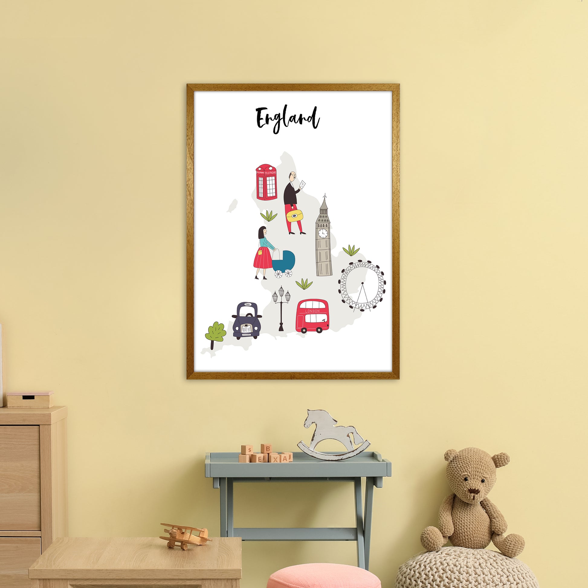 England Map  Art Print by Pixy Paper A1 Print Only