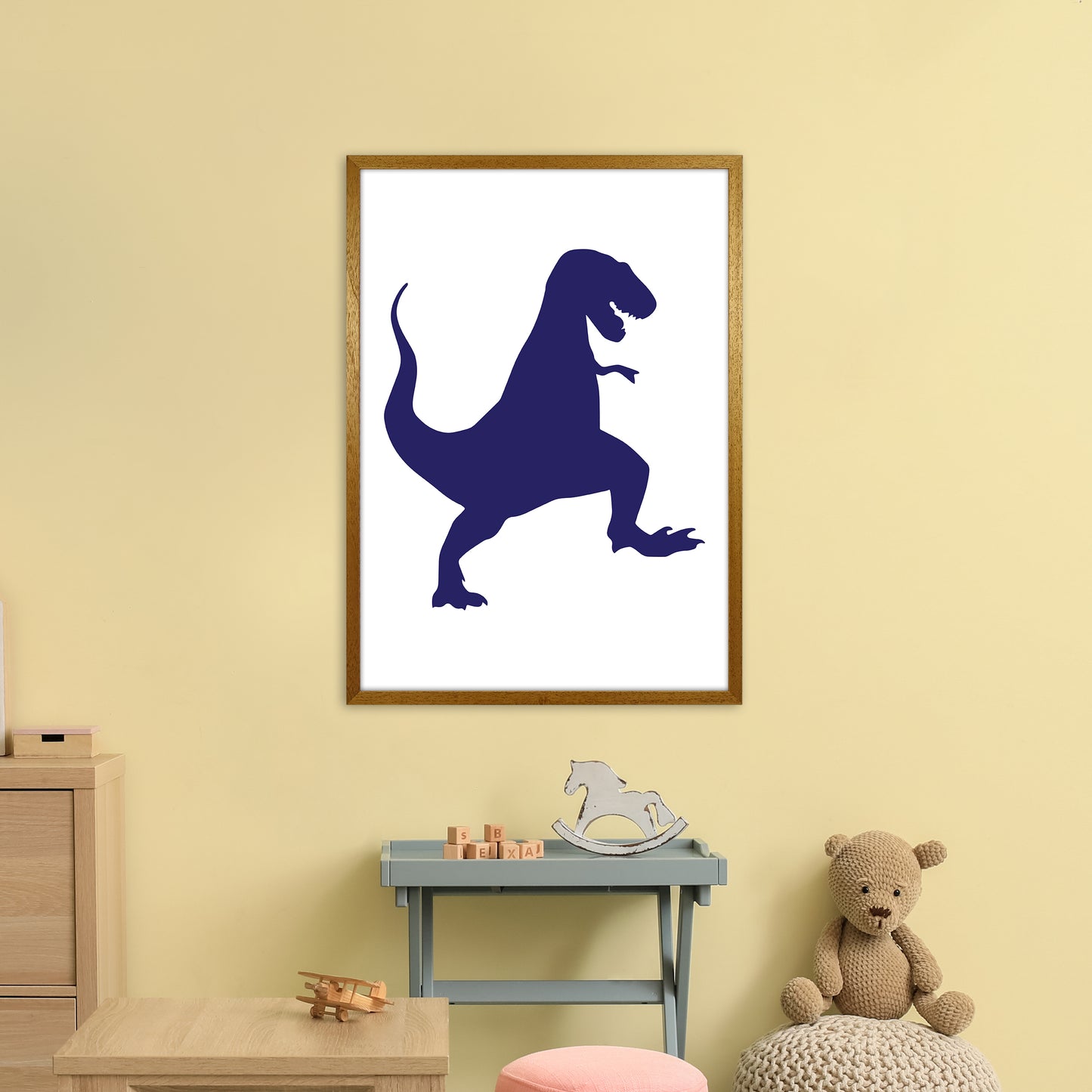 T-Rex Navy  Art Print by Pixy Paper A1 Print Only