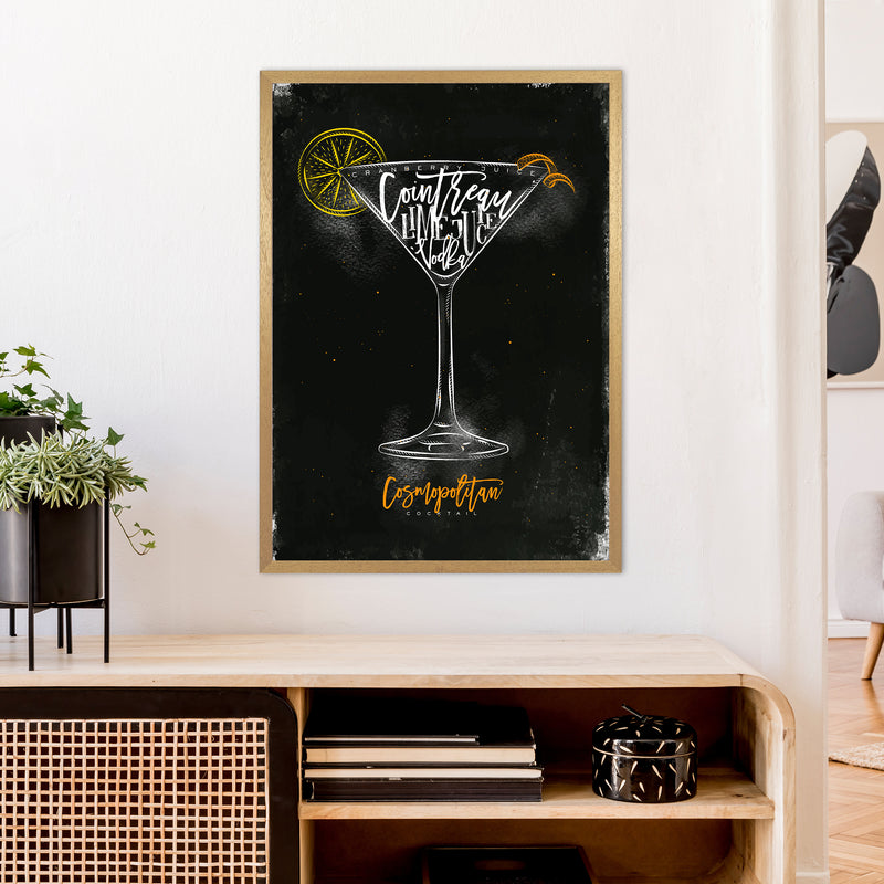 Cosmopolitan Cocktail Black  Art Print by Pixy Paper A1 Print Only