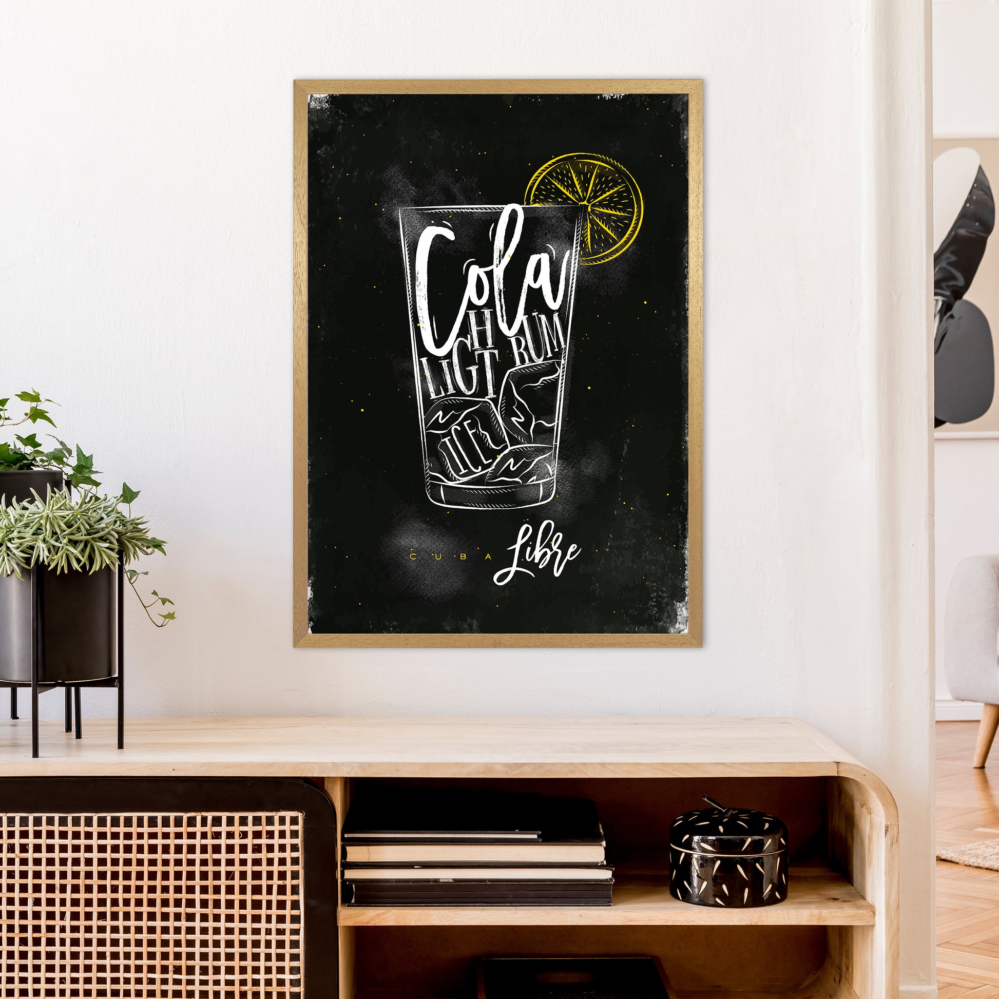 Cuba Libre Cocktail Black  Art Print by Pixy Paper A1 Print Only