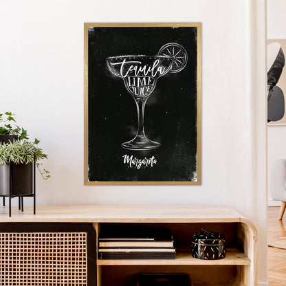 Margarita Cocktail Black  Art Print by Pixy Paper A1 Print Only