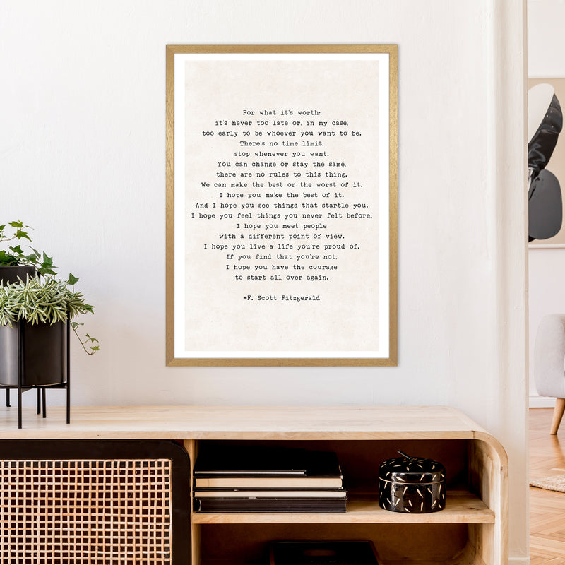 Start Again - Fitzgerald  Art Print by Pixy Paper A1 Print Only