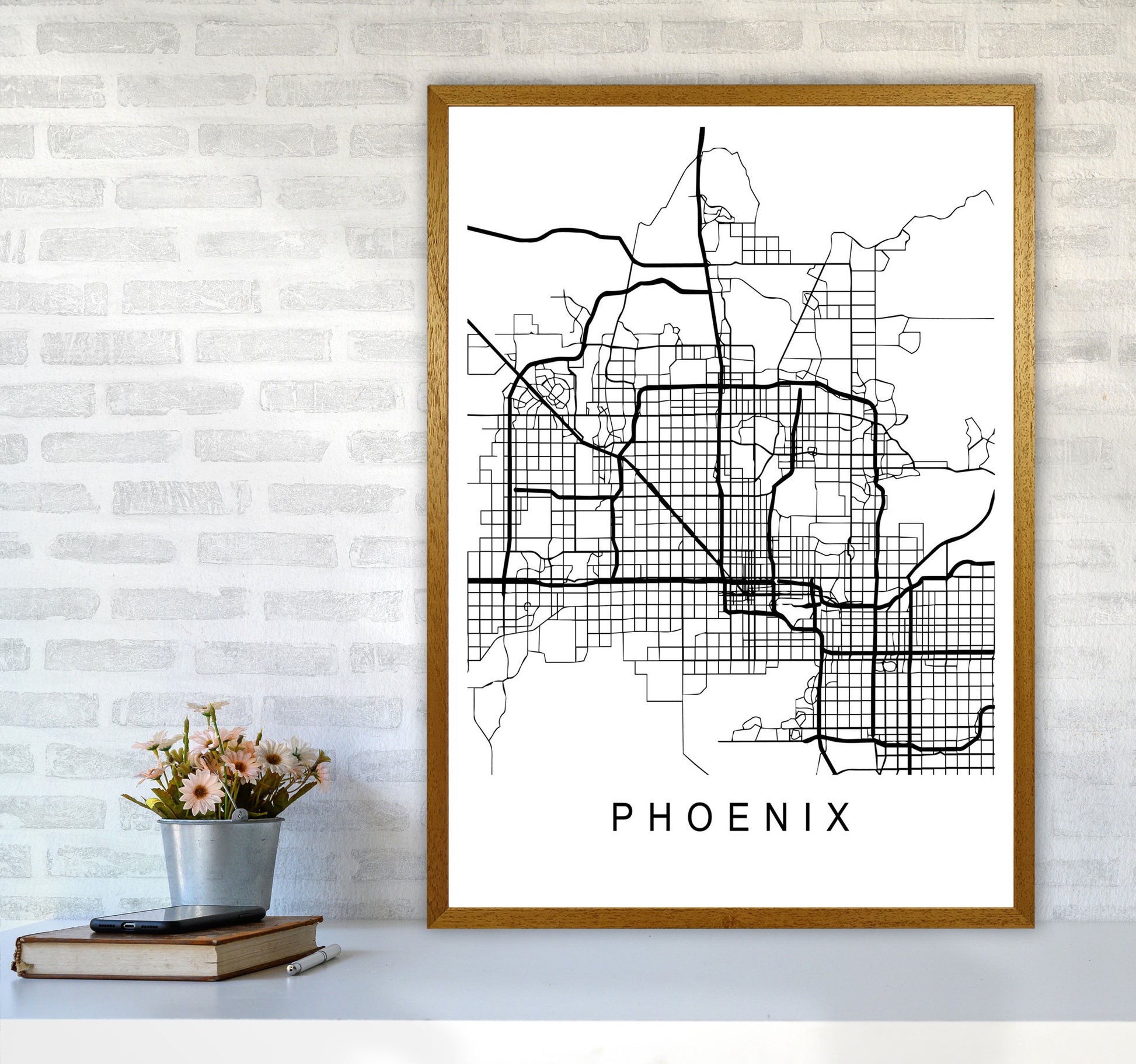 Phoenix Map Art Print by Pixy Paper A1 Print Only