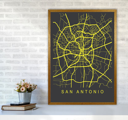 San Antonio Map Neon Art Print by Pixy Paper A1 Print Only