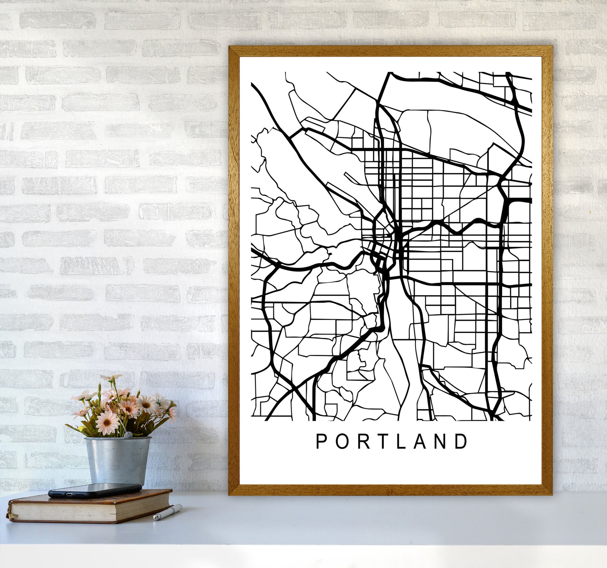 Portland Map Art Print by Pixy Paper A1 Print Only