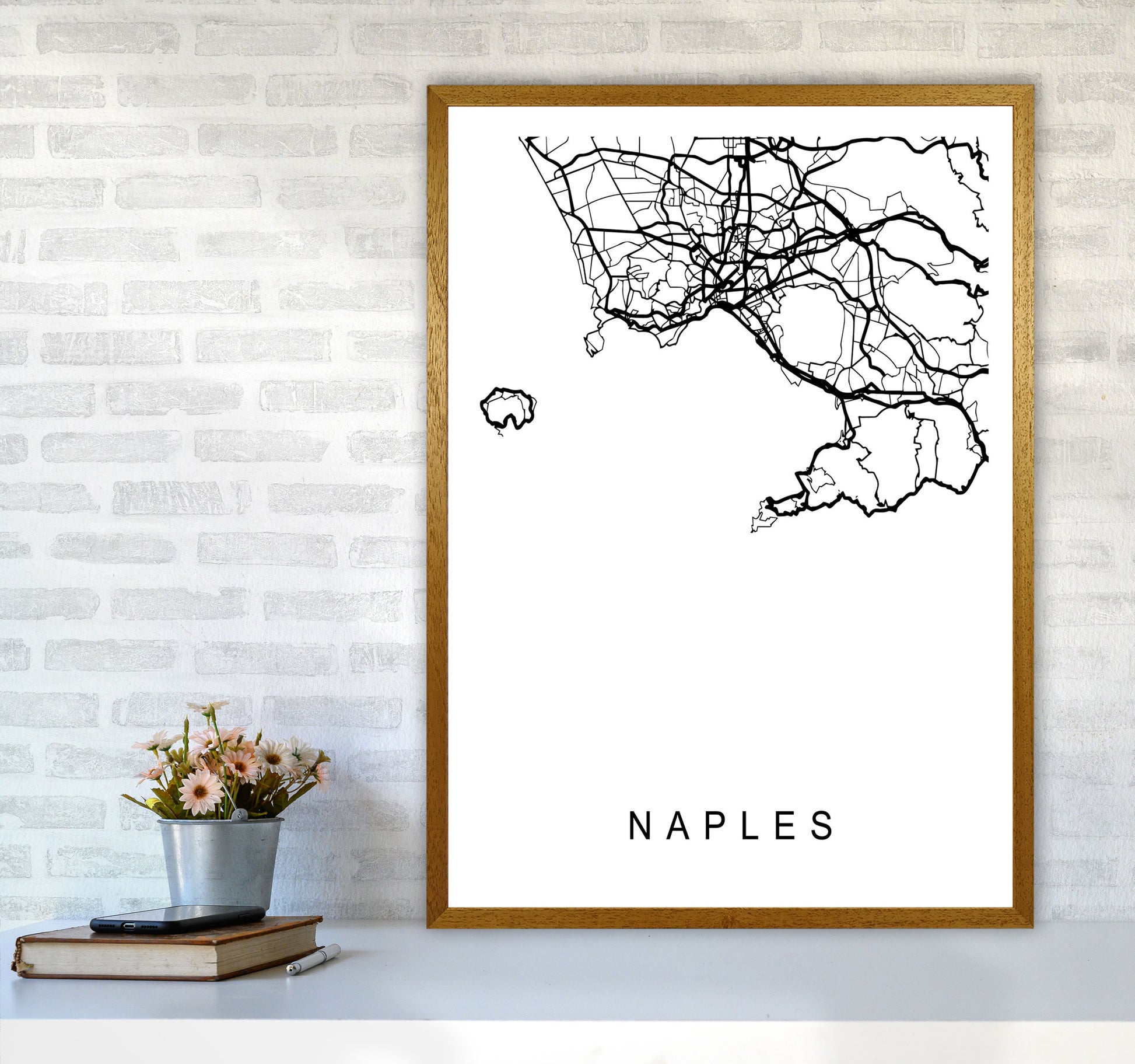Naples Map Art Print by Pixy Paper A1 Print Only