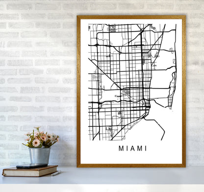 Miami Map Art Print by Pixy Paper A1 Print Only