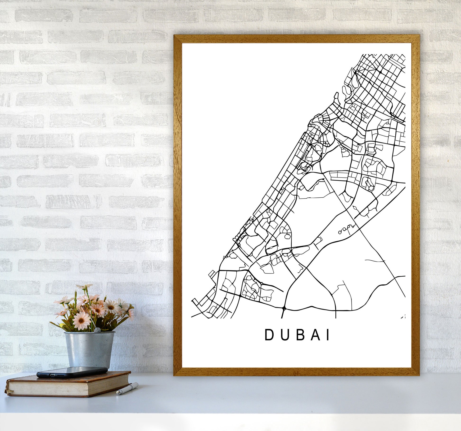 Dubai Map Art Print by Pixy Paper A1 Print Only