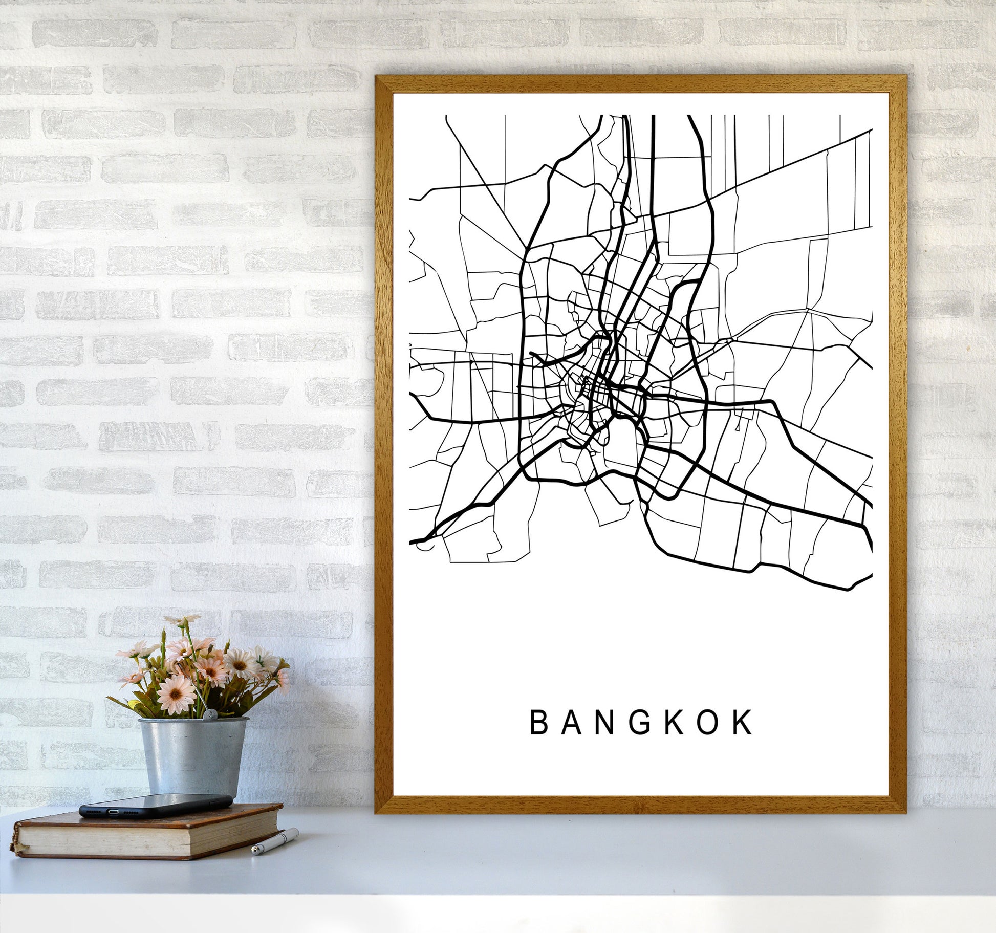 Bangkok Map Art Print by Pixy Paper A1 Print Only