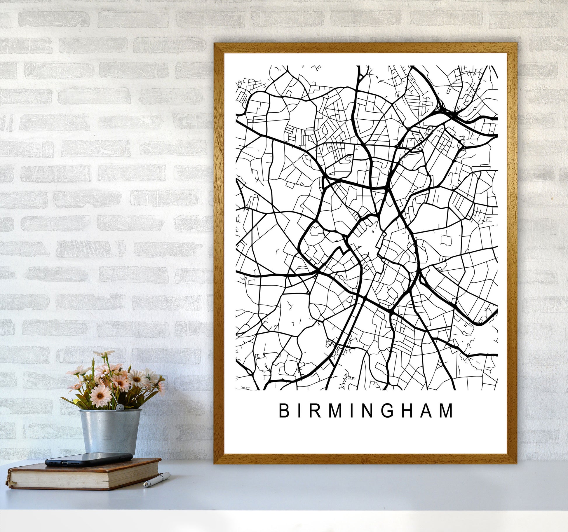 Birmingham Map Art Print by Pixy Paper A1 Print Only