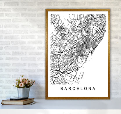 Barcelona Map Art Print by Pixy Paper A1 Print Only
