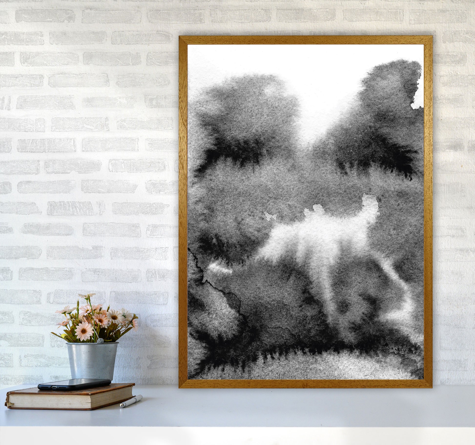 Majestic Monochrome Watercolour 17 Art Print by Pixy Paper A1 Print Only