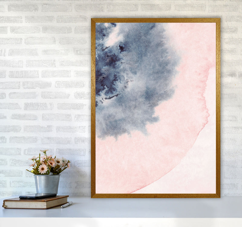 Sand Pink and Navy Watercolour 05 Art Print by Pixy Paper A1 Print Only