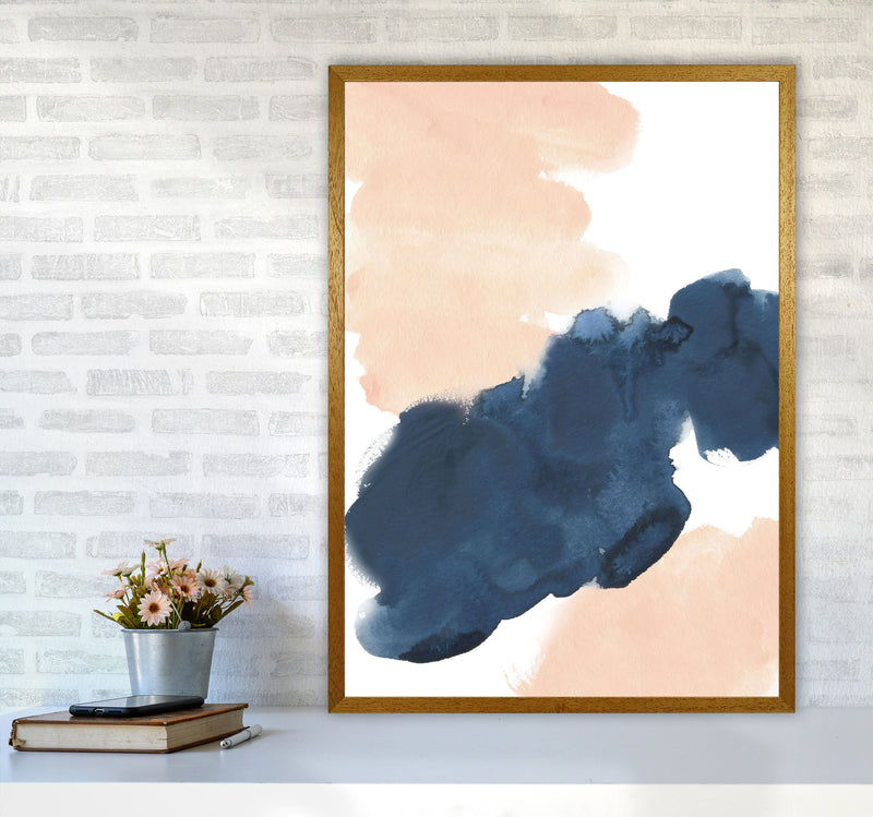 Aztec Blush and Navy Watercolour 02 Art Print by Pixy Paper A1 Print Only