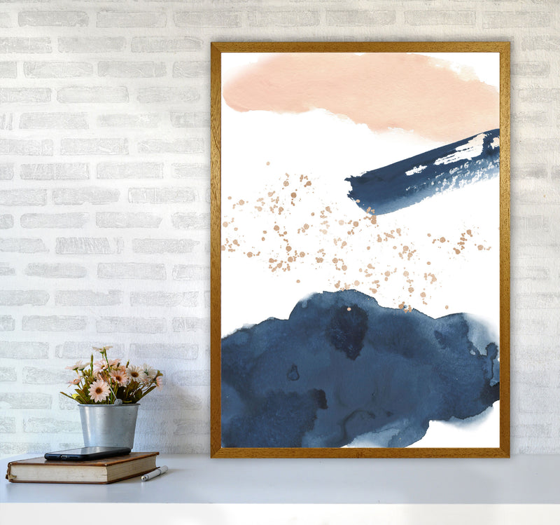Aztec Blush and Navy Watercolour 01 Art Print by Pixy Paper A1 Print Only