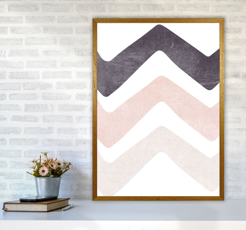 Zig zags pink cotton Art Print by Pixy Paper A1 Print Only