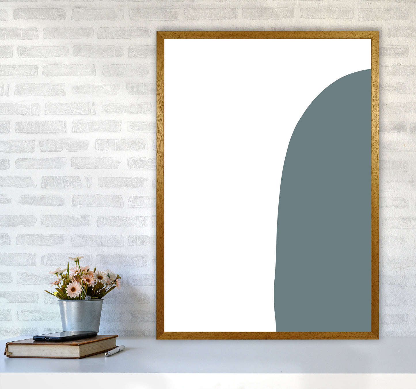 Inspired Teal Half Stone Right Art Print by Pixy Paper A1 Print Only