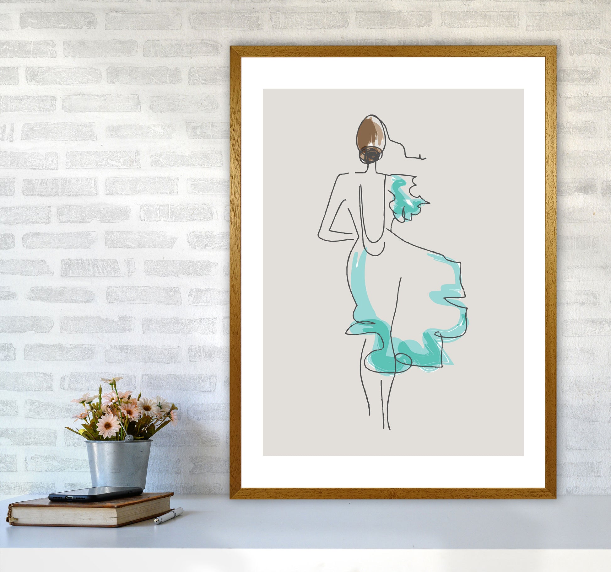 Inspired Stone Woman in Dress Line Art Art Print by Pixy Paper A1 Print Only