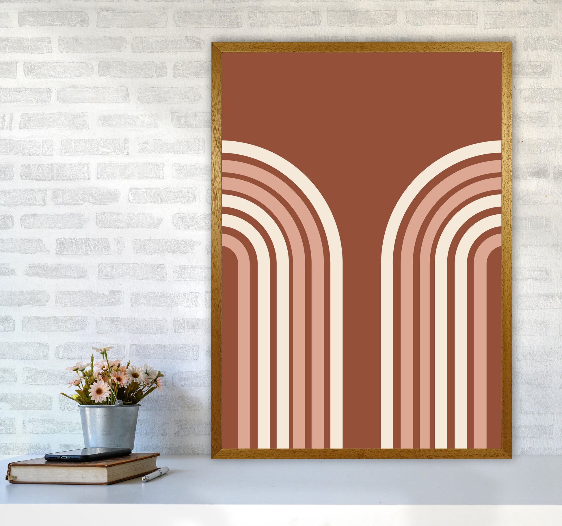 Autumn Double Rainbow abstract Art Print by Pixy Paper A1 Print Only