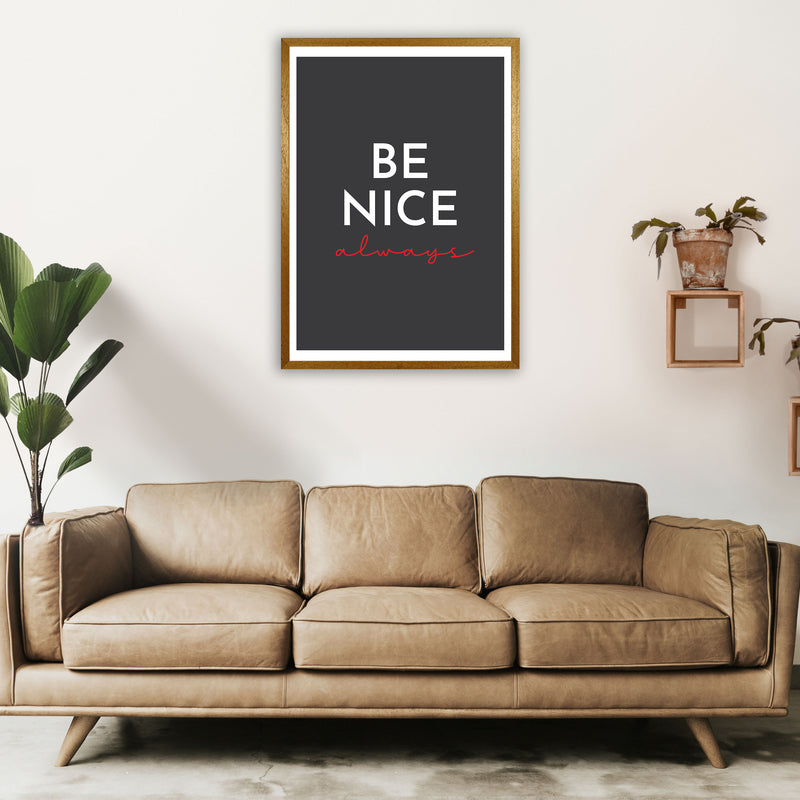 Be Nice Black Art Print by Pixy Paper A1 Print Only