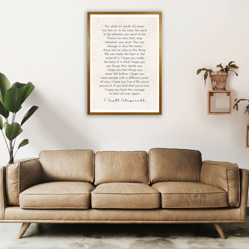 It's Never Too Late - Fitzgerald Art Print by Pixy Paper A1 Print Only