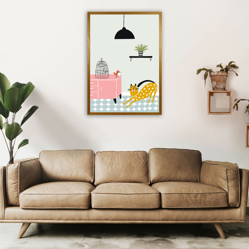Cat and Bird Art Print by Pixy Paper A1 Print Only