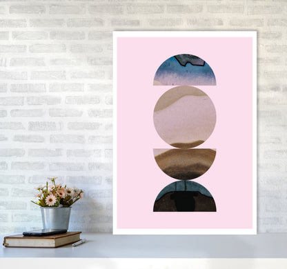 Abstract Circles Pink Background Modern Print A1 Black Frame