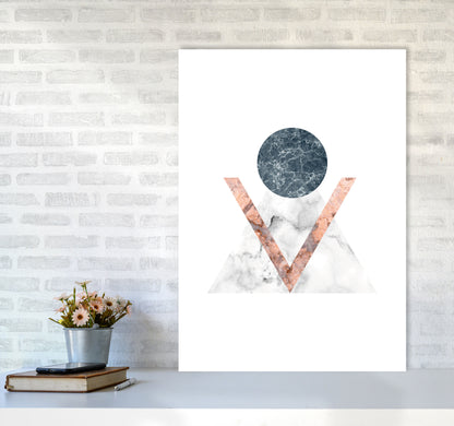 Marble Triangle Abstract Modern Print A1 Black Frame