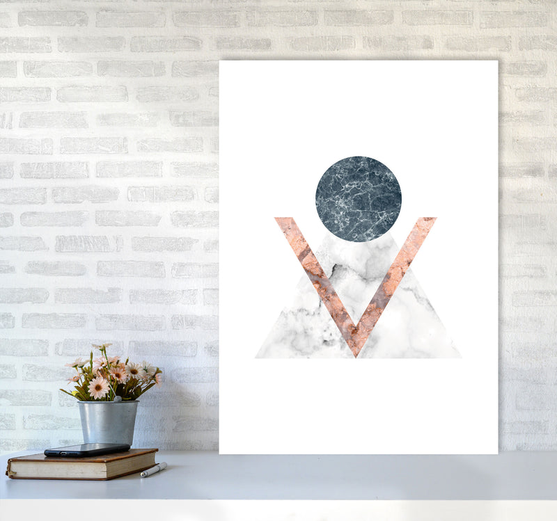 Marble Triangle Abstract Modern Print A1 Black Frame