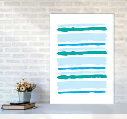 Blue Contrast Abstract Stripes Modern Print A1 Black Frame