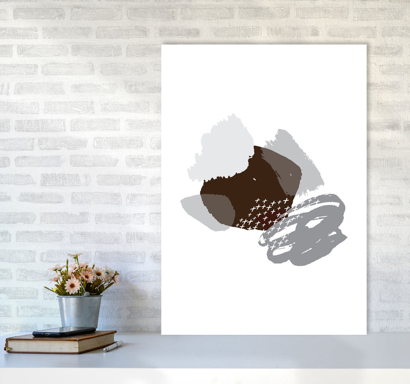 Grey And Black Mismatch Abstract Modern Print A1 Black Frame