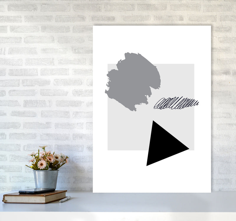 Grey Square Mismatch Abstract Modern Print A1 Black Frame