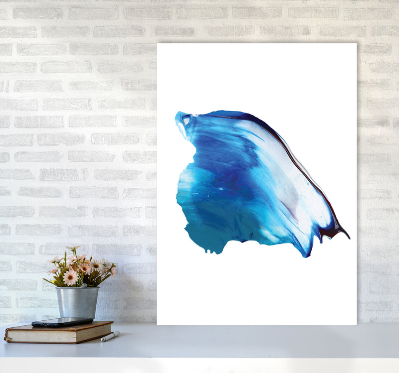 Blue Abstract Paint Stroke Modern Print A1 Black Frame