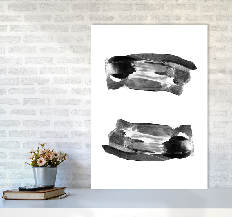 Black Abstract Paint Strokes Modern Print A1 Black Frame
