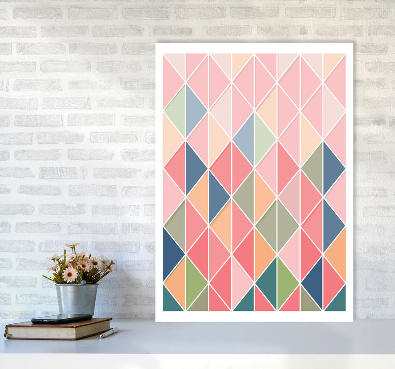 Full Colour Abstract Geo Modern Print A1 Black Frame
