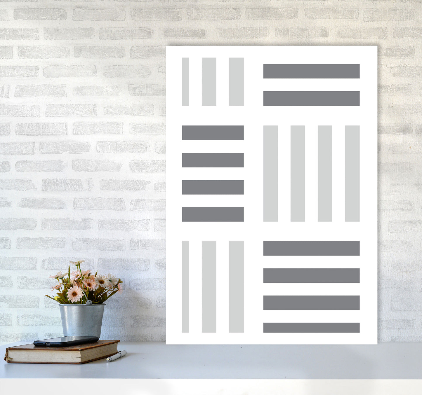 Grey Abstract Patterns 2 Modern Print A1 Black Frame