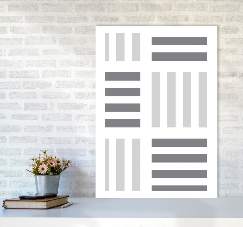 Grey Abstract Patterns 2 Modern Print A1 Black Frame