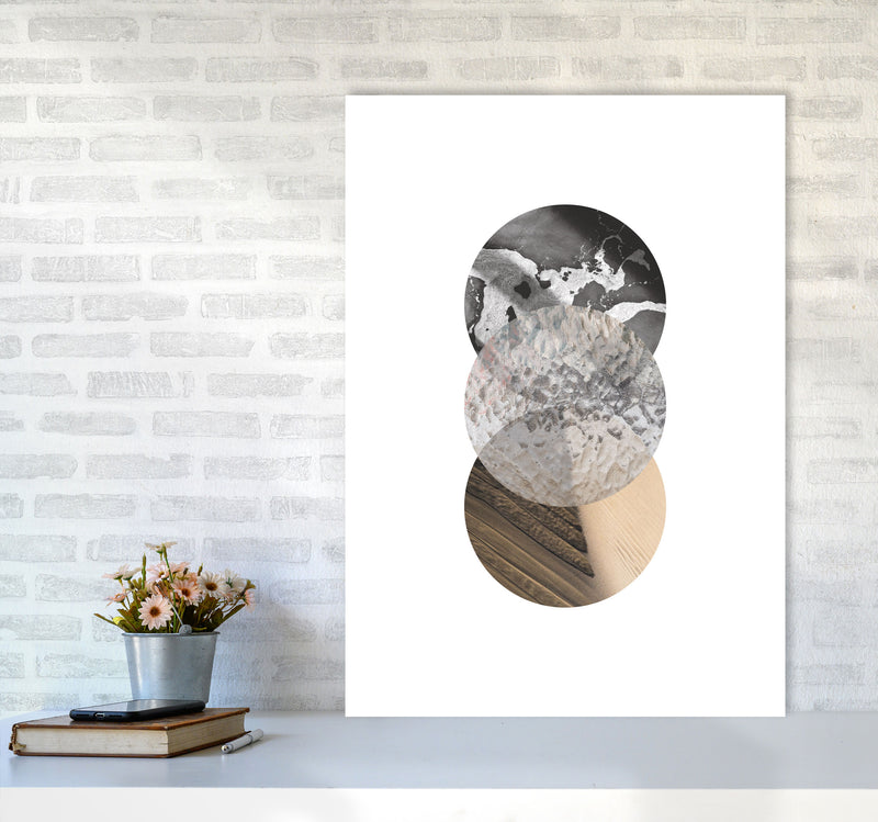 Sand, Glass And Shadow Abstract Circles Modern Print A1 Black Frame