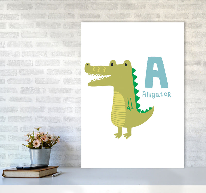 Alphabet Animals, A Is For Alligator Framed Nursey Wall Art Print A1 Black Frame